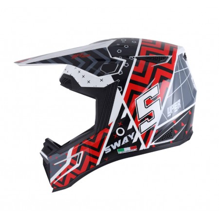 SWAY - FS-635 SUPER CROSS KASK - SİYAH KIRMIZI BEYAZ - L BEDEN