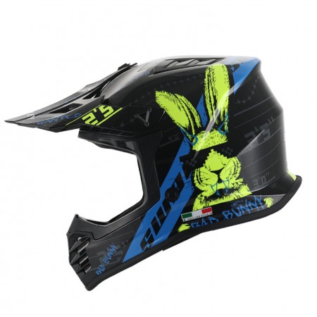 SWAY - FS-618 BUNNY CROSS KASK - PARLAK SİYAH MAVİ YEŞİL - XLARGE BEDEN