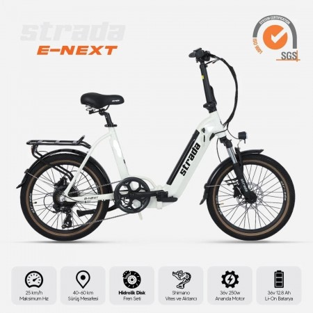 20J STRADA E-NEXT ELEKTRİKLİ KATLANIR BİSİKLET - BEYAZ