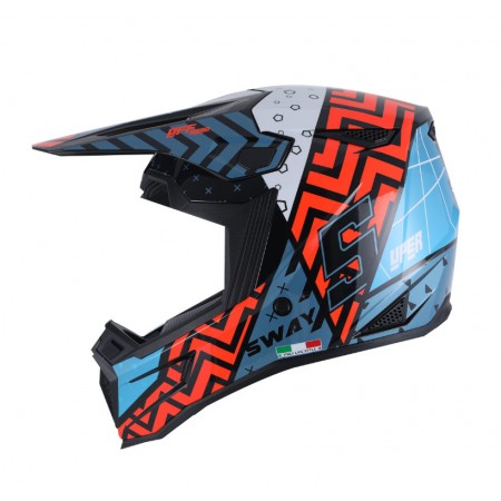 SWAY - FS-635 SUPER CROSS KASK - SİYAH MAVİ TURUNCU - L BEDEN