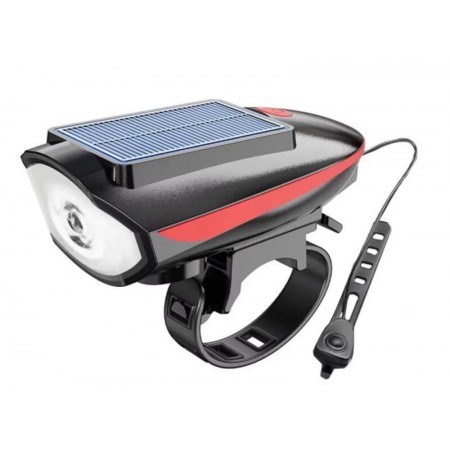 KRYPT - XBYC-6163 SOLAR ÖN FAR ve KORNA ŞARJLI - SİYAH KIRMIZI